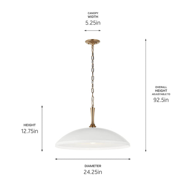 Meyer 24" One Light Pendant, White and Champagne Bronze