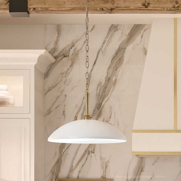 Meyer 24" One Light Pendant, White and Champagne Bronze