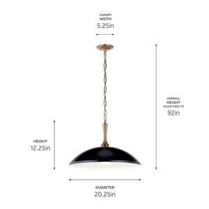 Meyer 20" One Light Pendant, Black and Champagne Bronze