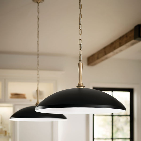 Meyer 20" One Light Pendant, Black and Champagne Bronze