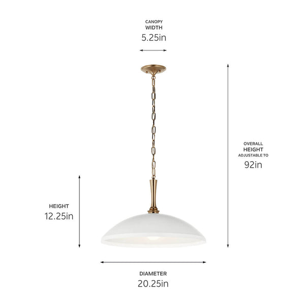 Meyer 20" One Light Pendant, White and Champagne Bronze