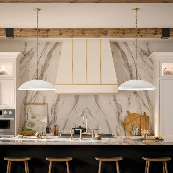 Meyer 20" One Light Pendant, White and Champagne Bronze