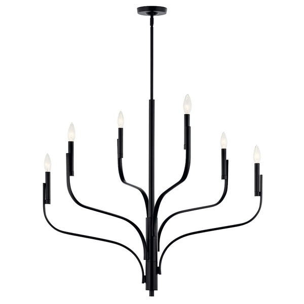 Gilbert 36" Six Lights Chandelier, Black