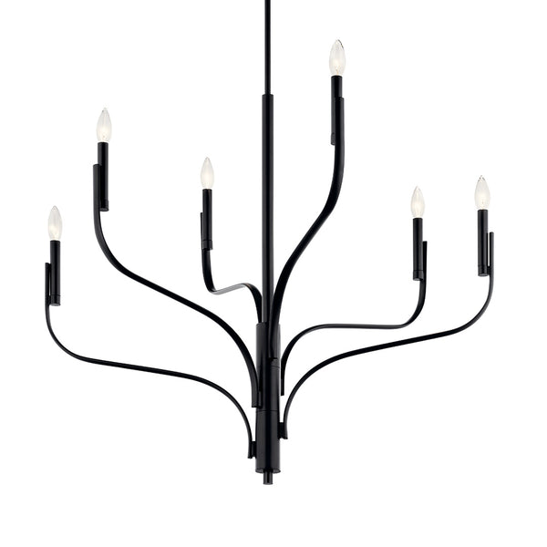 Gilbert 36" Six Lights Chandelier, Black