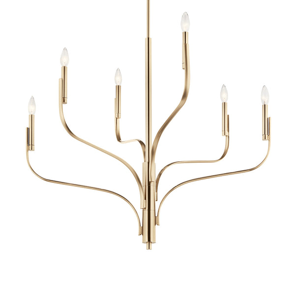 Gilbert 36" Six Lights Chandelier, Champagne Bronze