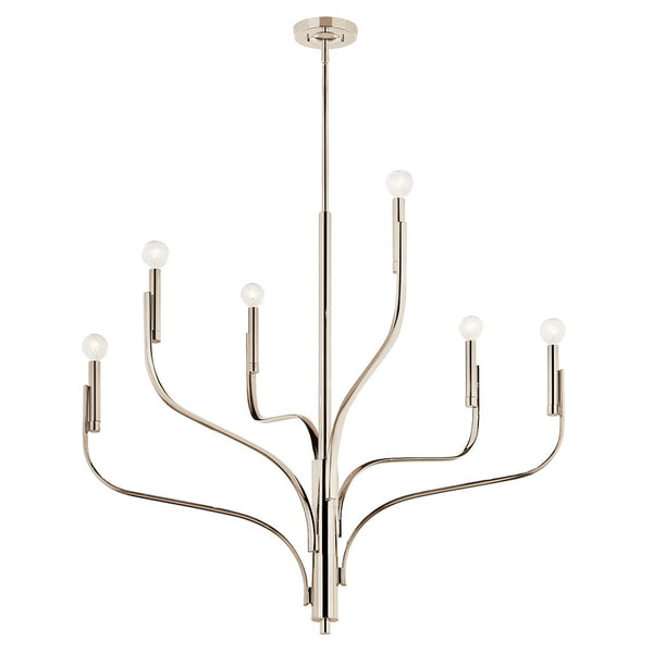 Gilbert 36" 6 Light Chandelier, Polished Nickel