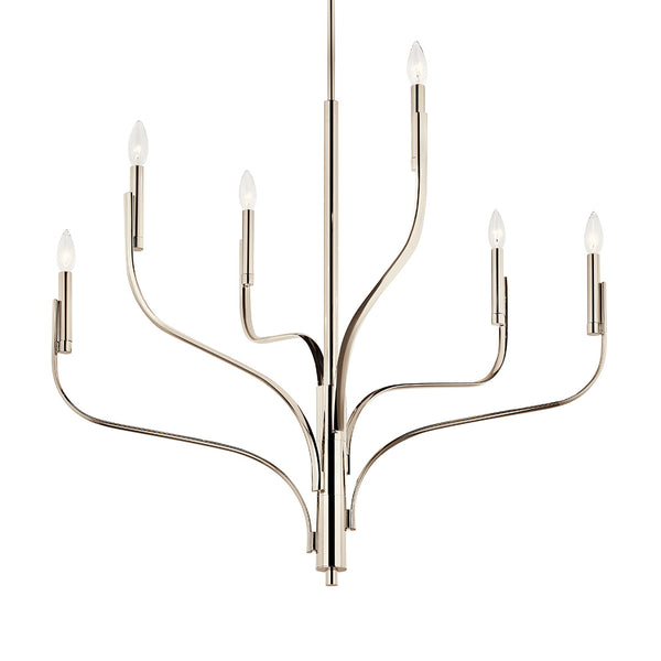 Gilbert 36" Six Lights Chandelier, Polished Nickel