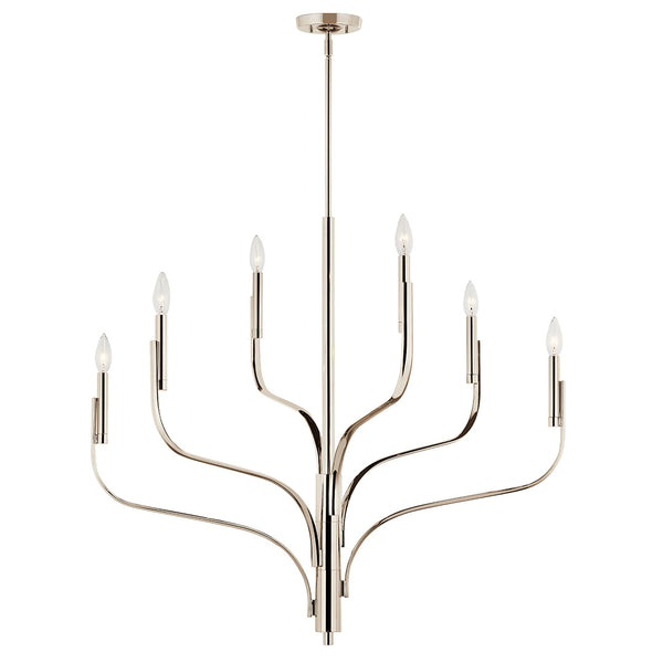 Gilbert 36" Six Lights Chandelier, Polished Nickel