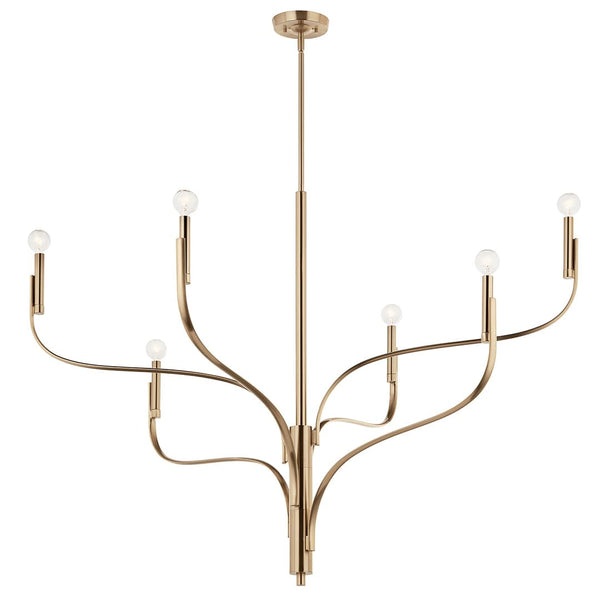 Gilbert 47" 6 Light Chandelier, Champagne Bronze