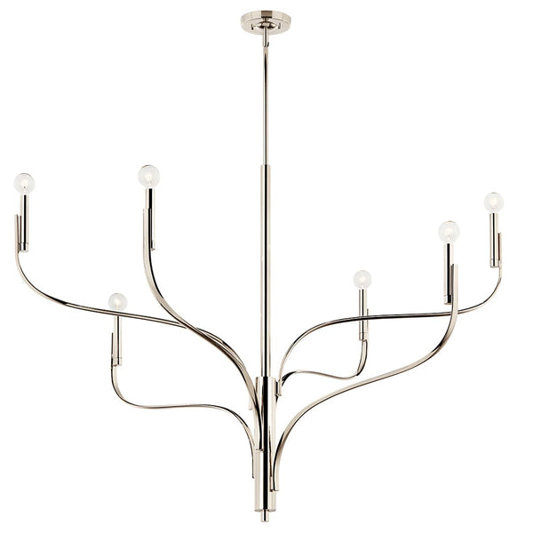 Gilbert 47" 6 Light Chandelier, Polished Nickel