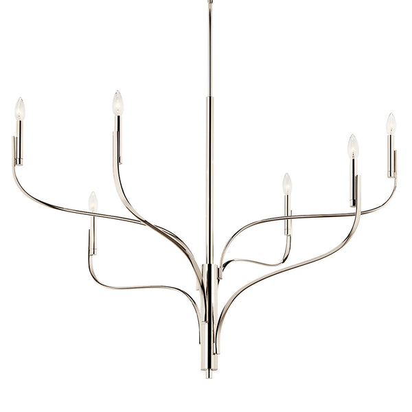 Gilbert 47" Six Lights Chandelier, Polished Nickel