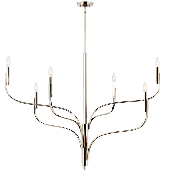 Gilbert 47" Six Lights Chandelier, Polished Nickel