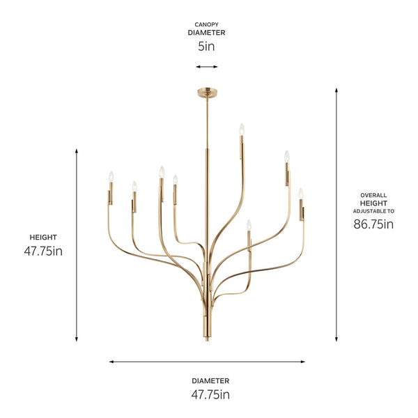 Gilbert 48" Eight Lights Chandelier, Champagne Bronze