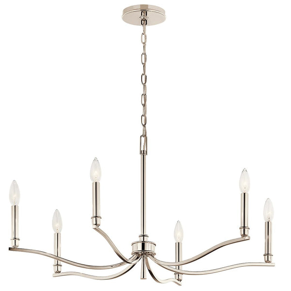 Talisa 32" 6 Light Chandelier, Polished Nickel