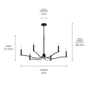 Talisa 42" Six Lights Chandelier, Black