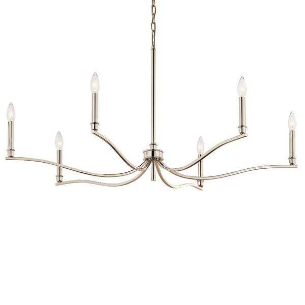 Talisa 42" Six Lights Chandelier, Polished Nickel