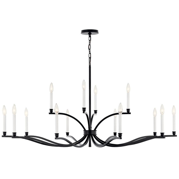 Talisa 53" 14 Light 2-Tier Chandelier, Black