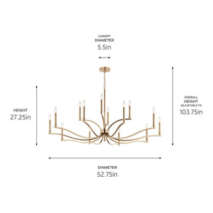 Talisa 53" Fourteen Lights Chandelier, Champagne Bronze