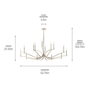 Talisa 53" Fourteen Lights Chandelier, Polished Nickel
