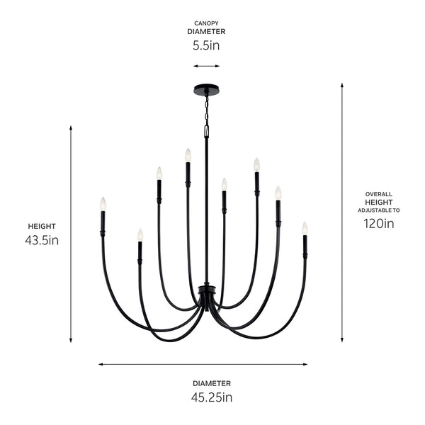 Talisa 45" Eight Lights Foyer Chandelier, Black