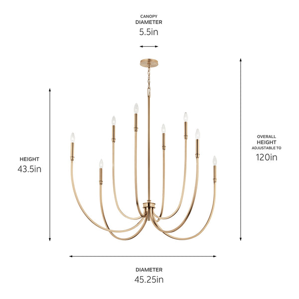 Talisa 45" Eight Lights Foyer Chandelier, Champagne Bronze