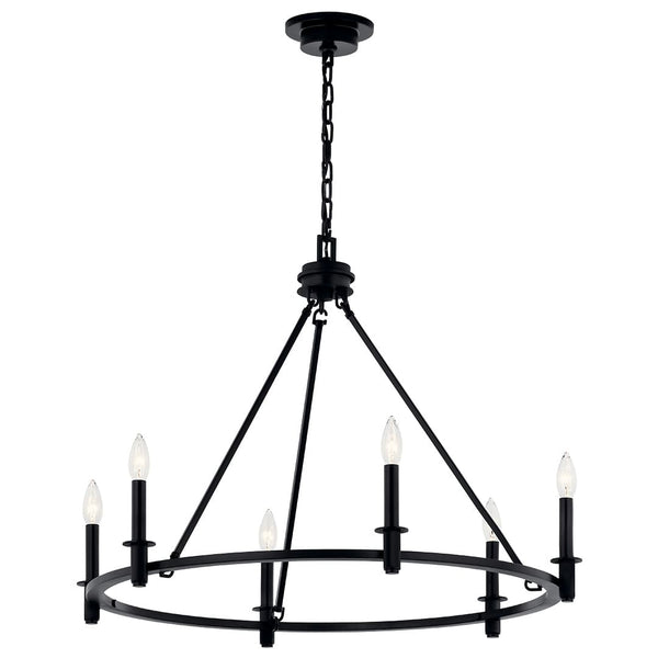 Barron 32" 6 Light Chandelier, Black