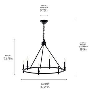 Barron 32" Six Lights Chandelier, Black