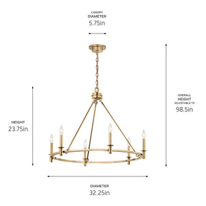 Barron 32" Six Lights Chandelier, Champagne Bronze