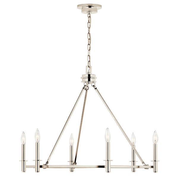 Barron 32" Six Lights Chandelier, Polished Nickel