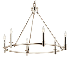 Barron 32" Six Lights Chandelier, Polished Nickel