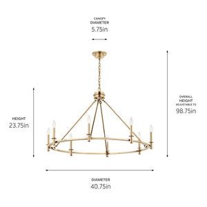 Barron 41" Eight Lights Chandelier, Champagne Bronze