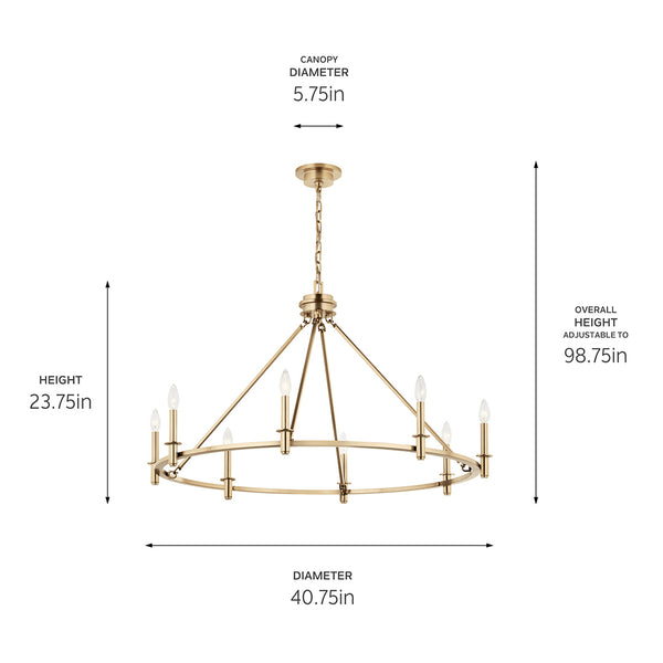 Barron 41" Eight Lights Chandelier, Champagne Bronze