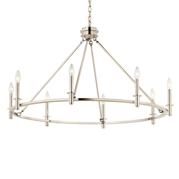 Barron 41" Eight Lights Mid. Chandeliers, Polished Nickel