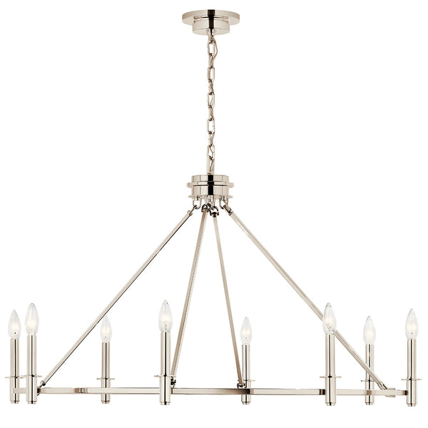 Barron 41" Eight Lights Mid. Chandeliers, Polished Nickel