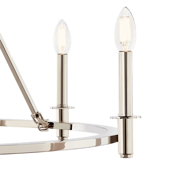 Barron 41" Eight Lights Mid. Chandeliers, Polished Nickel