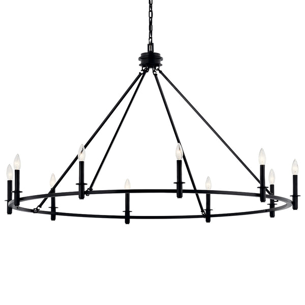 Barron 54" Ten Lights Chandelier, Black