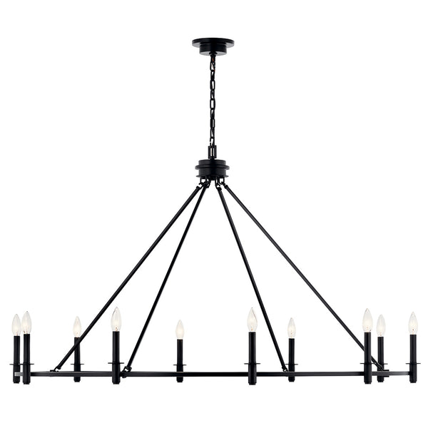 Barron 54" Ten Lights Chandelier, Black