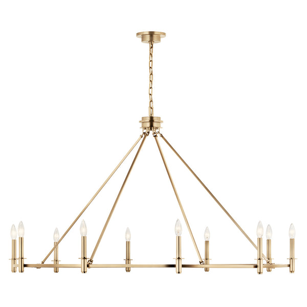 Barron 54" Ten Lights Chandelier, Champagne Bronze