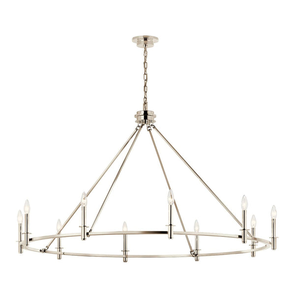 Barron 54" 10 Light Chandelier, Polished Nickel
