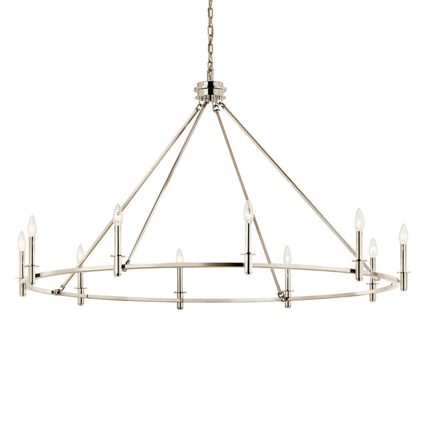 Barron 54" Ten Lights Chandelier, Polished Nickel
