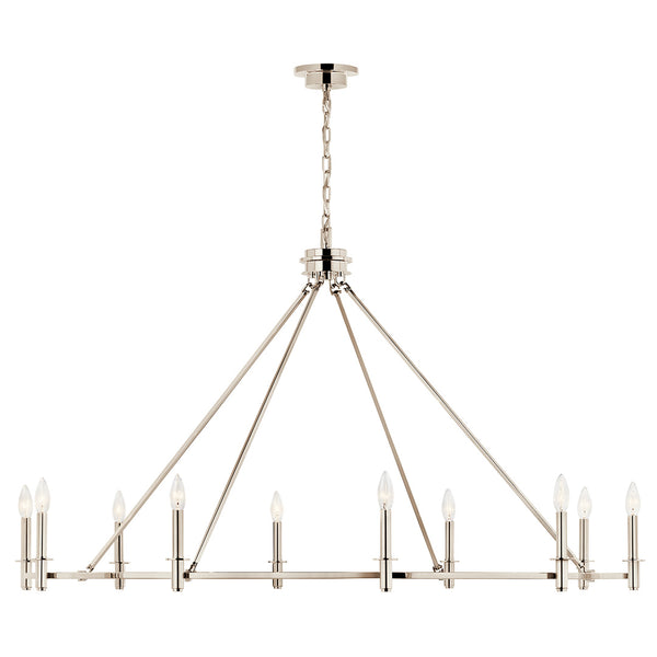 Barron 54" Ten Lights Chandelier, Polished Nickel