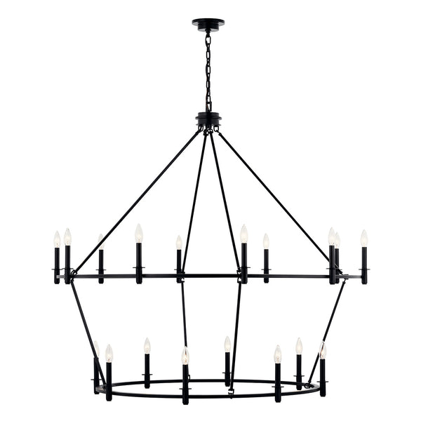 Barron 54" Eighteen Lights Chandelier, Black