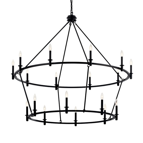 Barron 54" Eighteen Lights Chandelier, Black