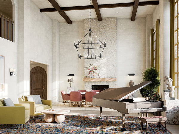 Barron 54" Eighteen Lights Chandelier, Black