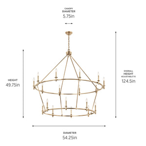 Barron 54" Eighteen Lights Chandelier, Champagne Bronze