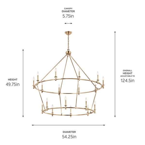 Barron 54" Eighteen Lights Chandelier, Champagne Bronze