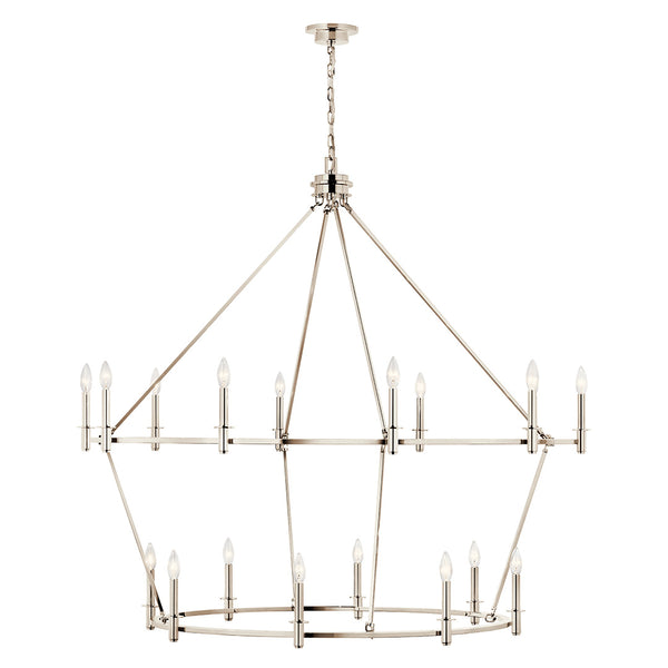Barron 54" Eighteen Lights Chandelier, Polished Nickel