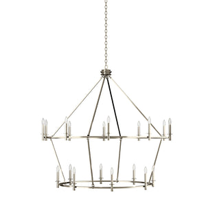 Barron 54" Eighteen Lights Chandelier, Polished Nickel
