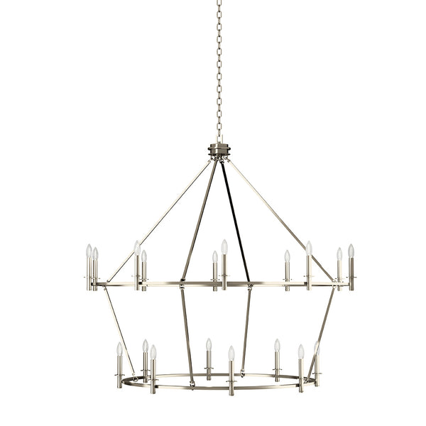 Barron 54" Eighteen Lights Chandelier, Polished Nickel