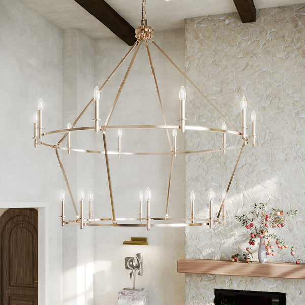 Barron 54" Eighteen Lights Chandelier, Polished Nickel